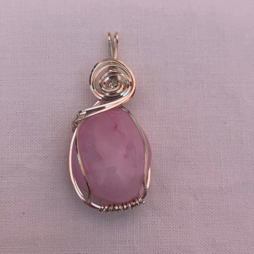 Pink Quartz and Sterling Silver Pendant